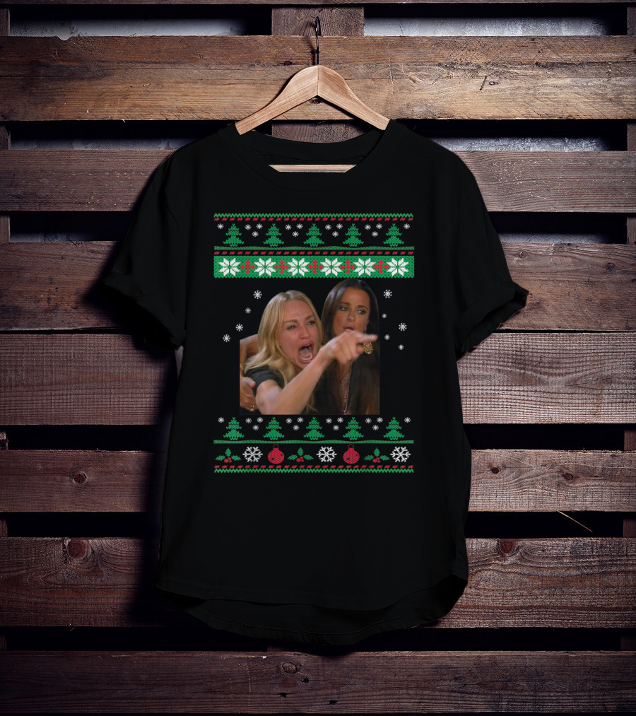 Woman Yelling At A Cat Ugly Christmas Sweater Meme T-Shirt