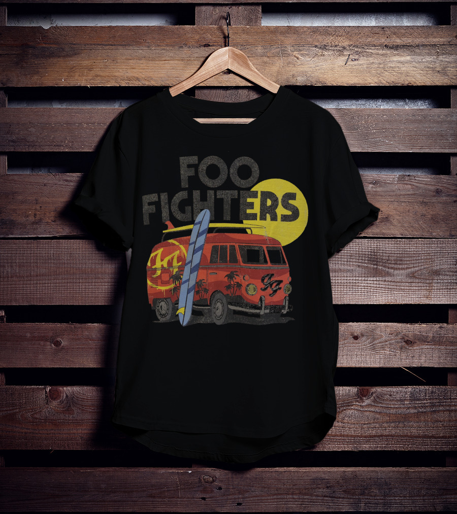Foo Fighters Surf Van With Palm Trees And Sun T-Shirt