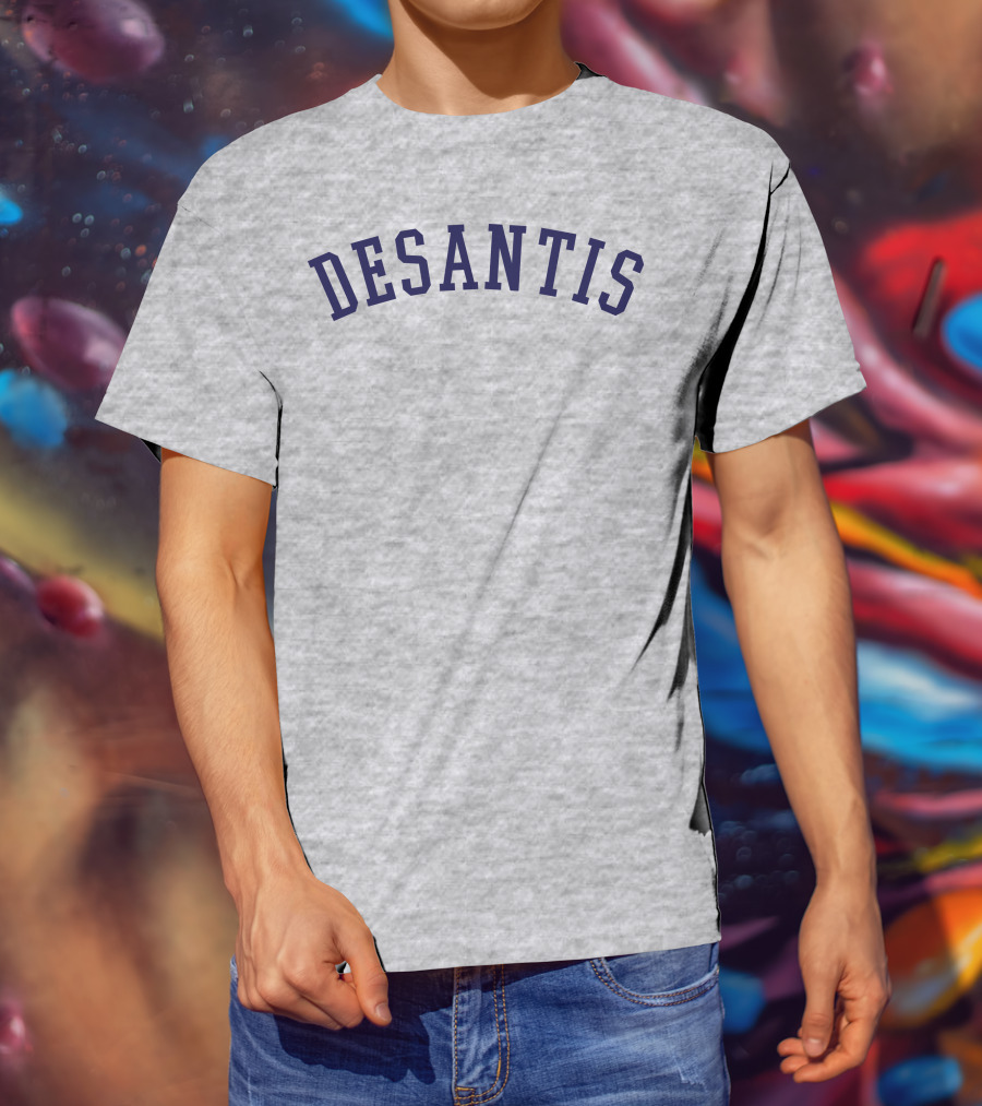 DeSantis Gray Cotton Block Text T-Shirt