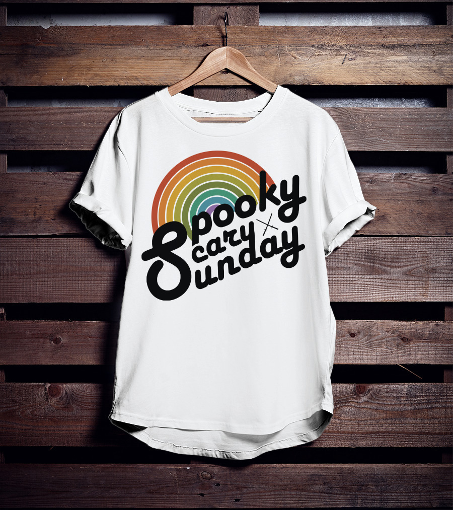 CoryxKenshin Spooky Scary Sunday Retro Rainbow T-Shirt