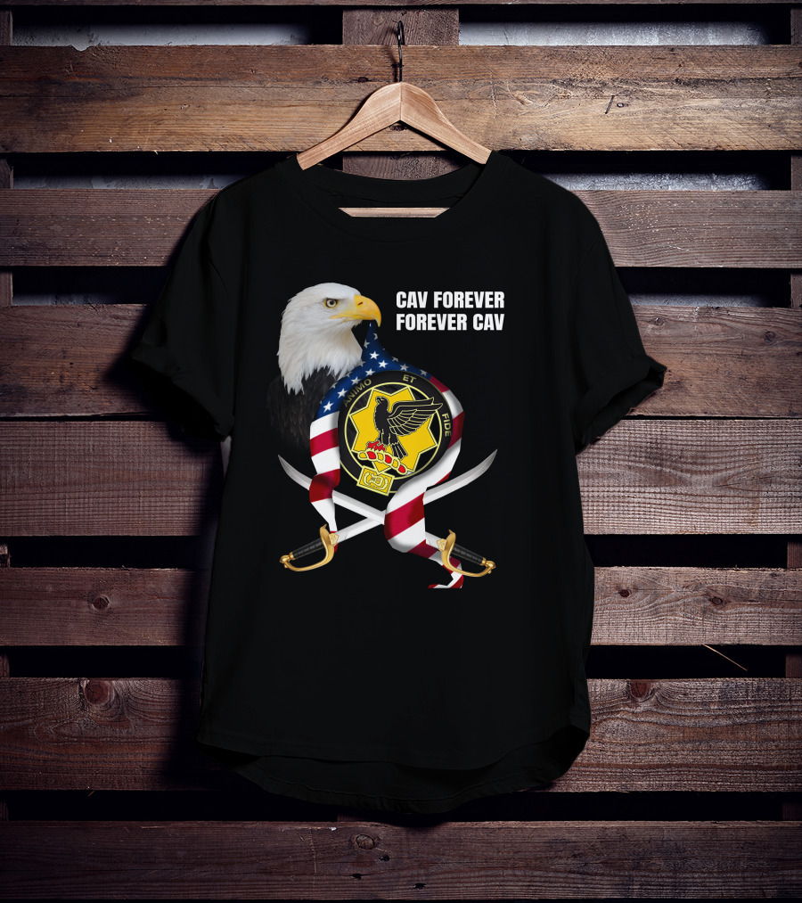 Cav Forever Animus Et Fide Bald Eagle American Patriotism T-Shirt