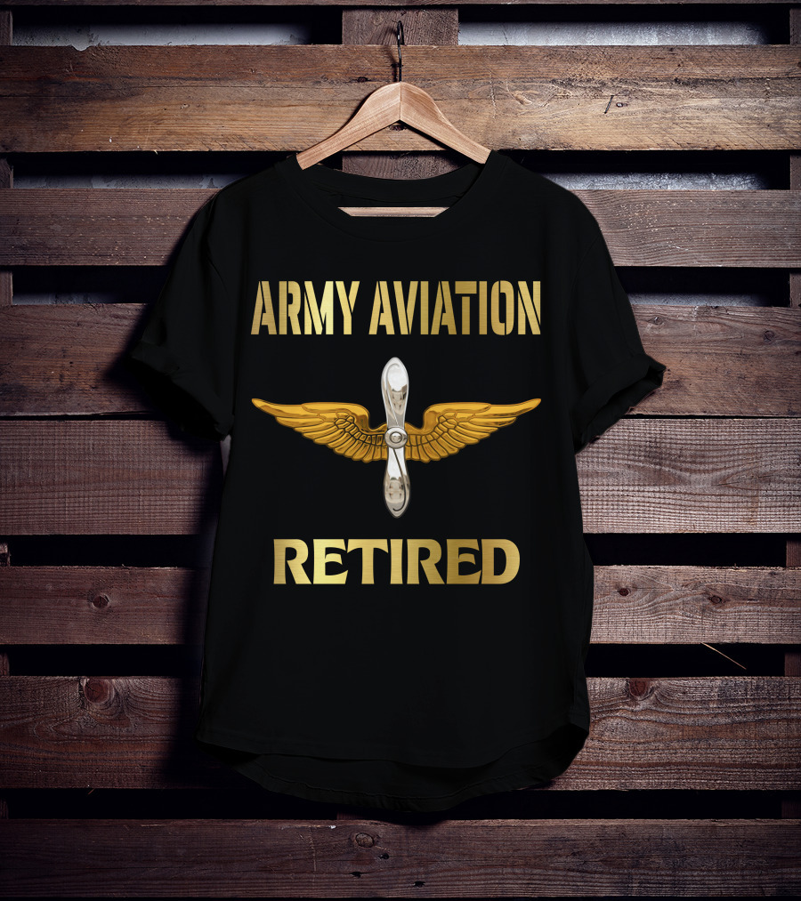 Army Aviation Retired Propeller Wings T-Shirt