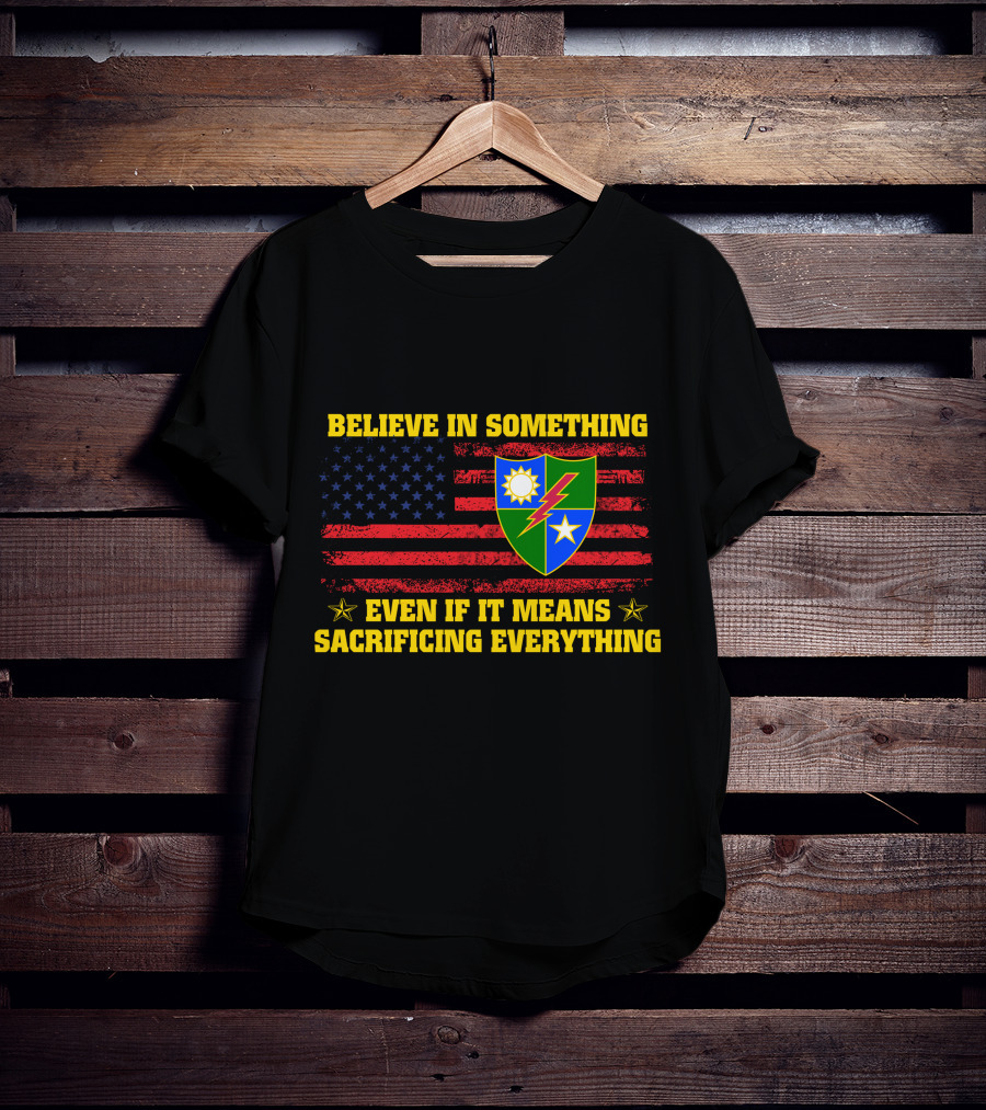 Believe In Something Even If It Means Sacrificing Everything American Flag Shield Stars T-Shirt
