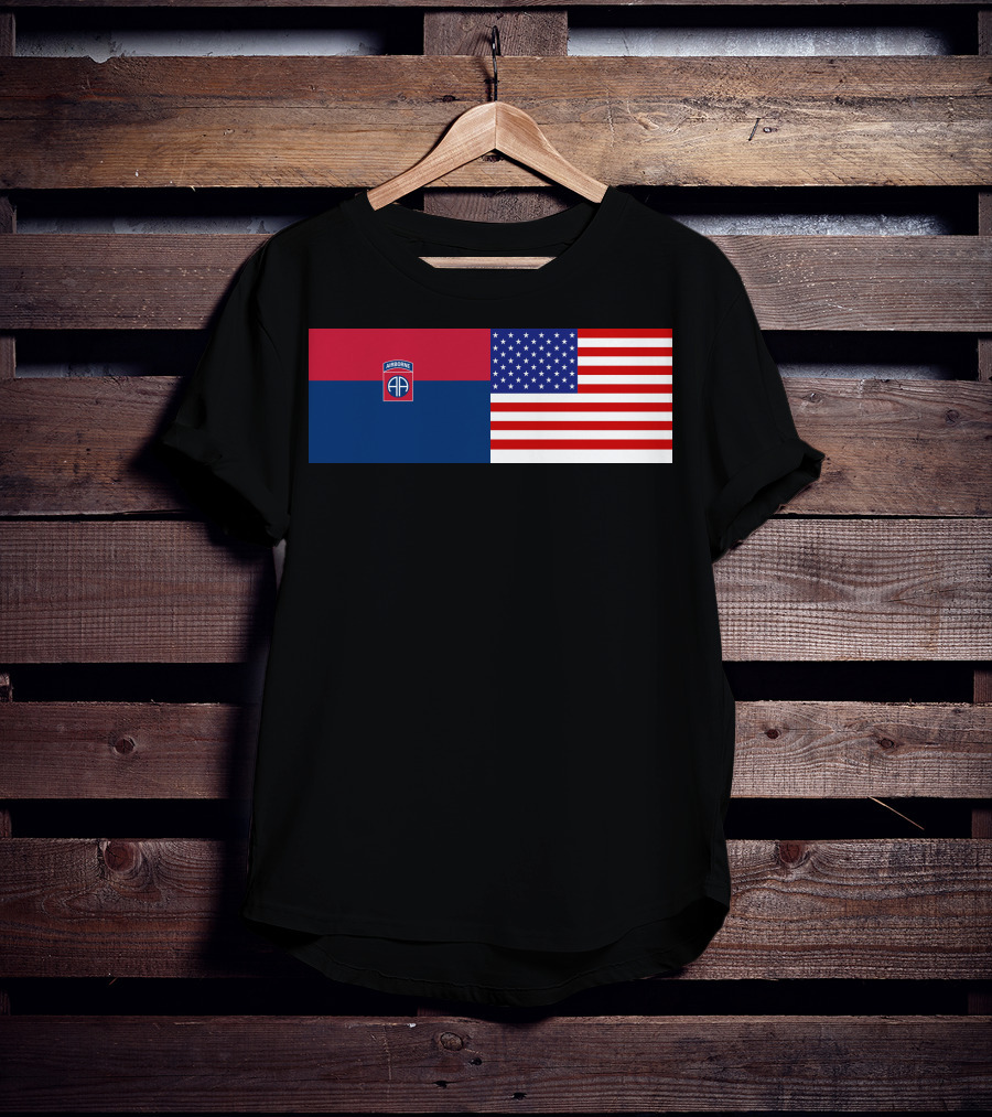 82Nd Airborne Division And American Flag Hklkh1 T-Shirt