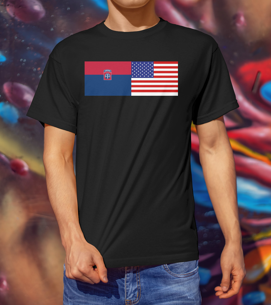 82Nd Airborne Division And American Flag Hklkh1 T-Shirt