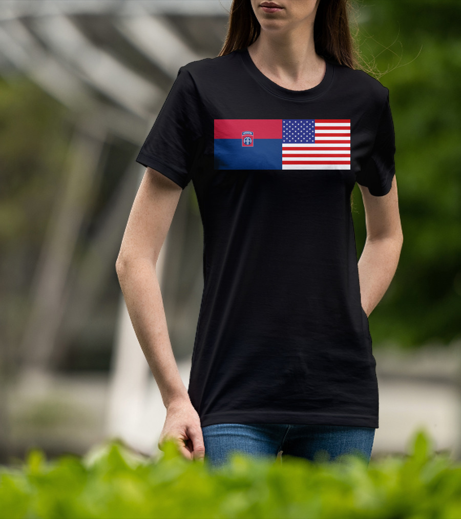 82Nd Airborne Division And American Flag Hklkh1 T-Shirt