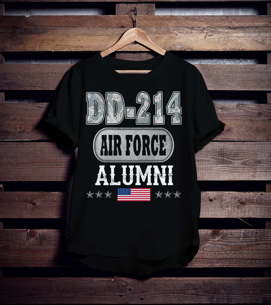 Dd-214 Air Force Alumni Usa Flag Stars T-Shirt