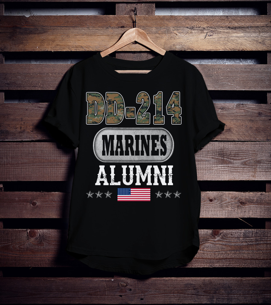 Dd-214 Marines Alumni American Flag Stars T-Shirt