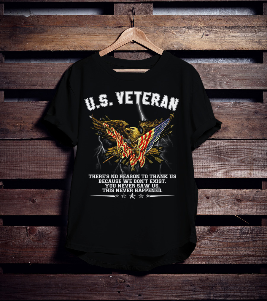 U.s. Veteran Eagle American Flag Patriotic Military Tribute T-Shirt