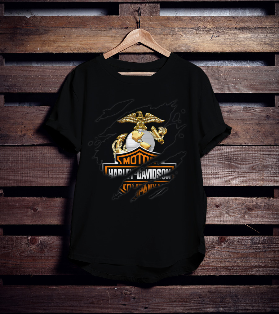 Harley Davidson Marine Corps Emblem Hybrid T-Shirt