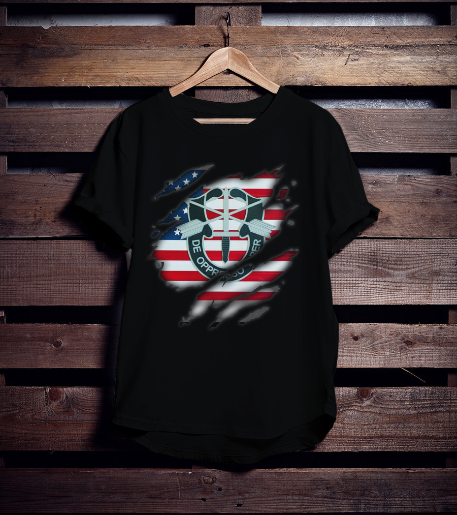 De Oppresso Liber American Flag Special Forces Hlkh148 T-Shirt