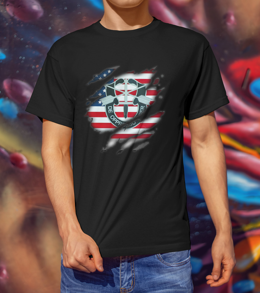 De Oppresso Liber American Flag Special Forces Hlkh148 T-Shirt