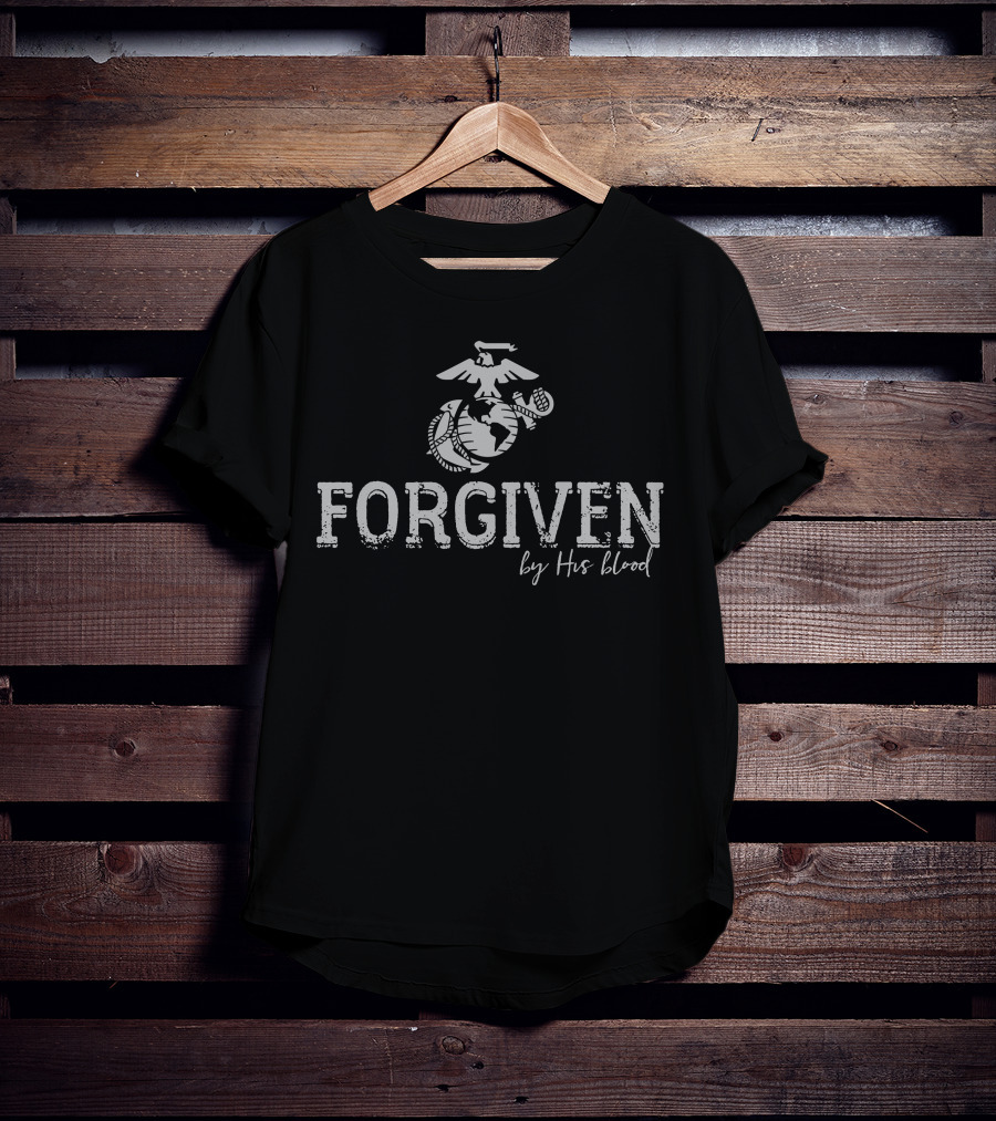 Forgiven By His Blood Marine Corps Emblem Recognition T-Shirt