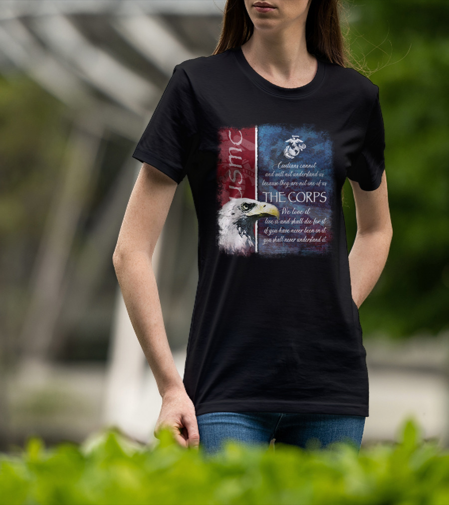 Usmc Marines The Corps Eagle Quote Semper Fidelis T-Shirt