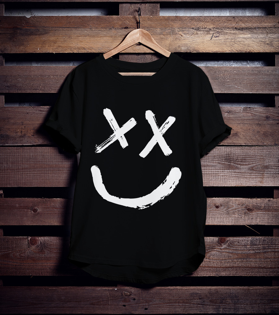 Reverse Smile Distressed Face T-Shirt
