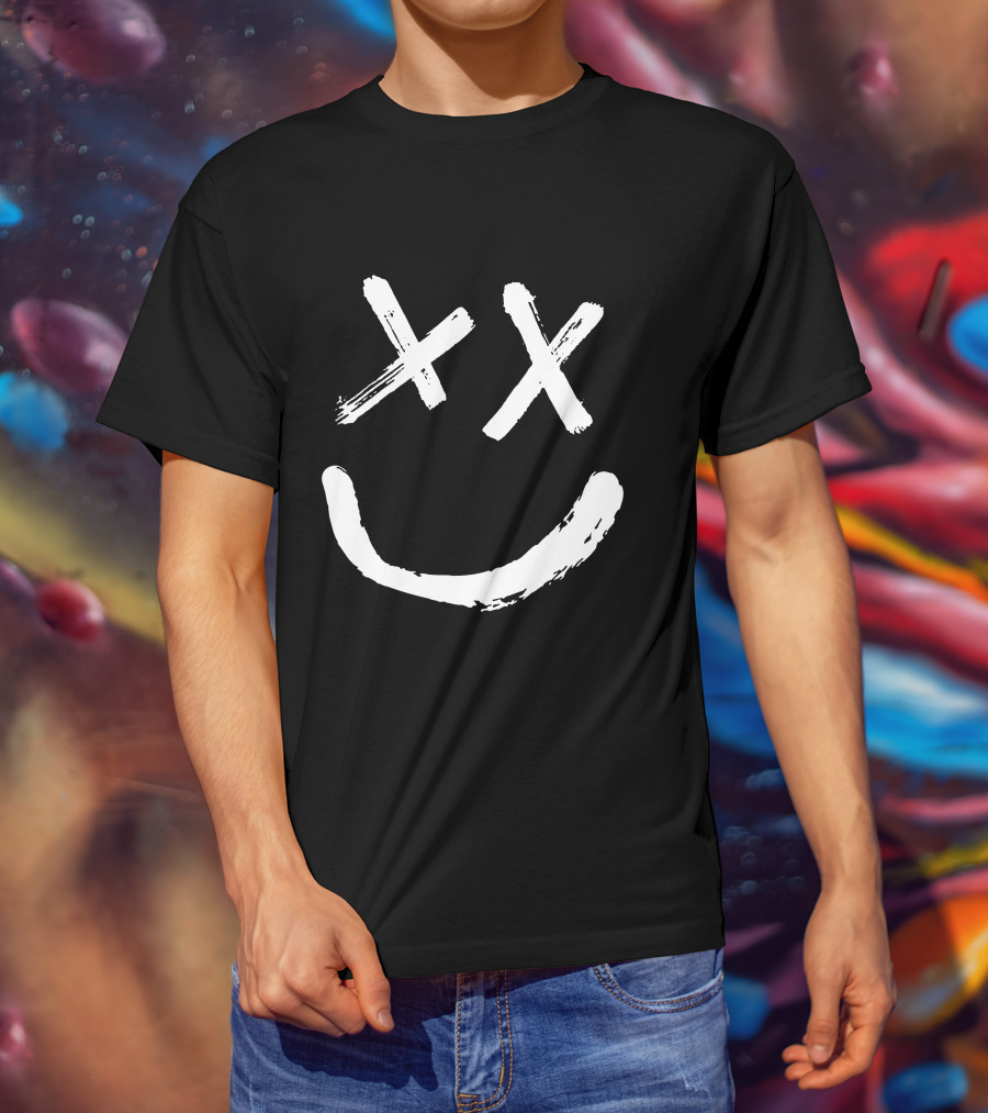 Reverse Smile Distressed Face T-Shirt