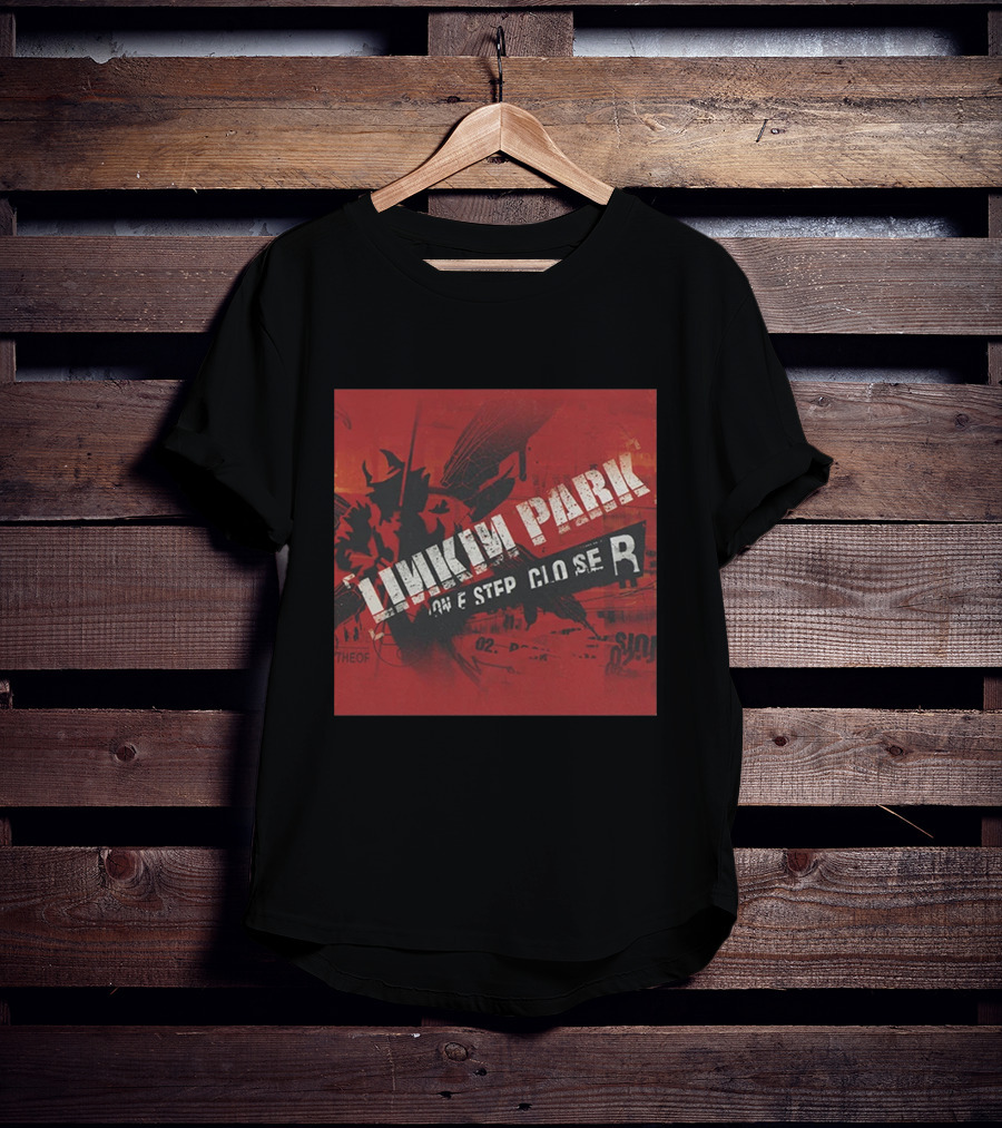 Linkin Park One Step Closer Single Red Grunge Background T-Shirt