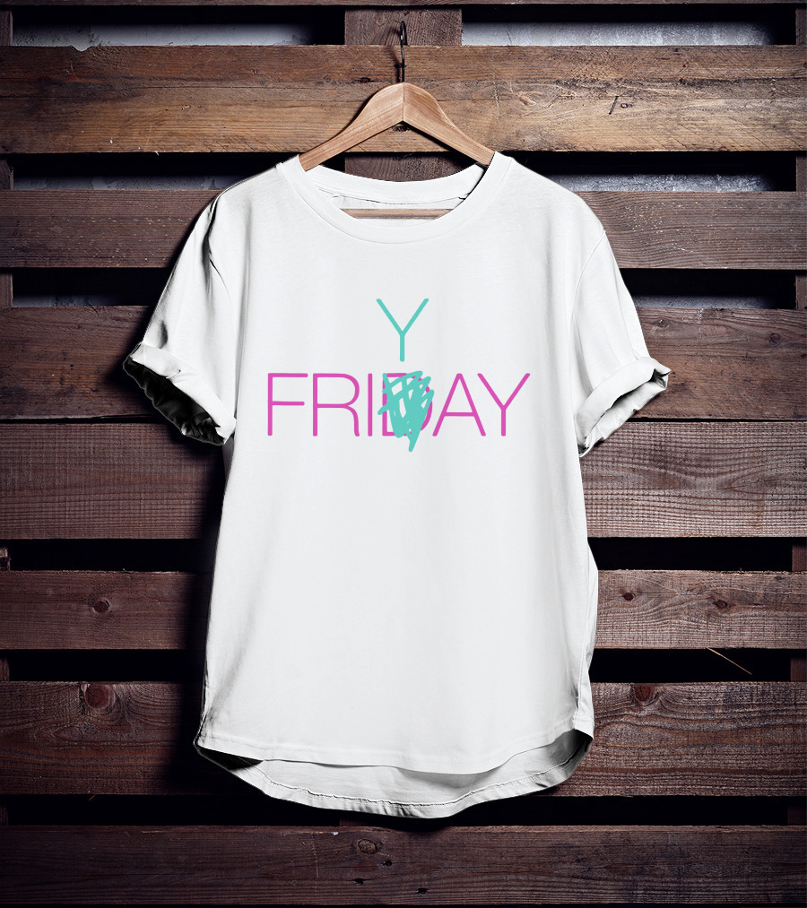 FRIYAY Transform Text With Colorful Y And Scribble T-Shirt