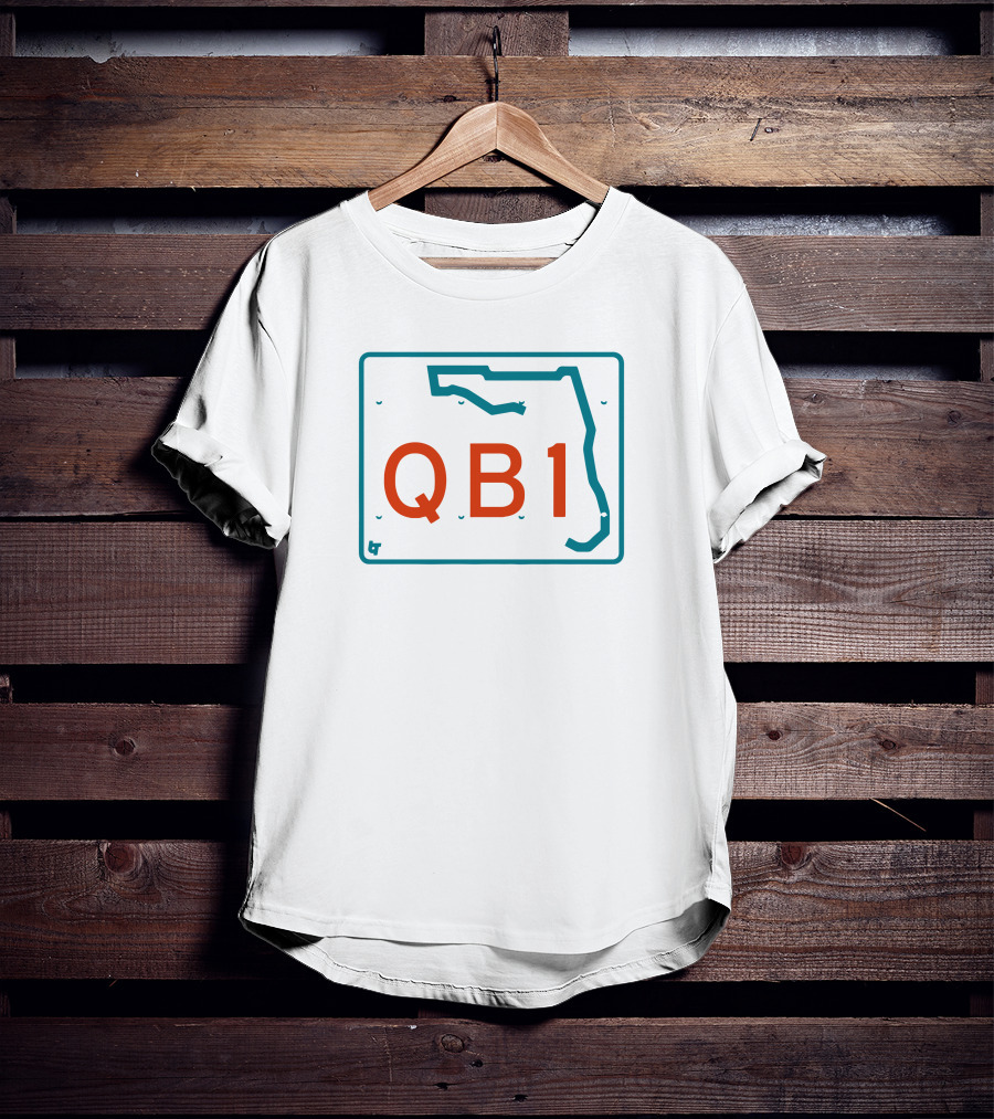 Miami QB1 Florida Map License Plate T-Shirt