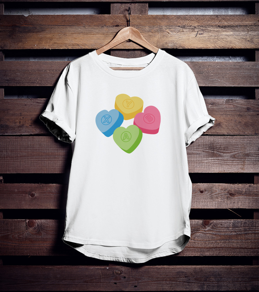 X Y A B Candy Hearts Valentine's Crew Neck T-Shirt