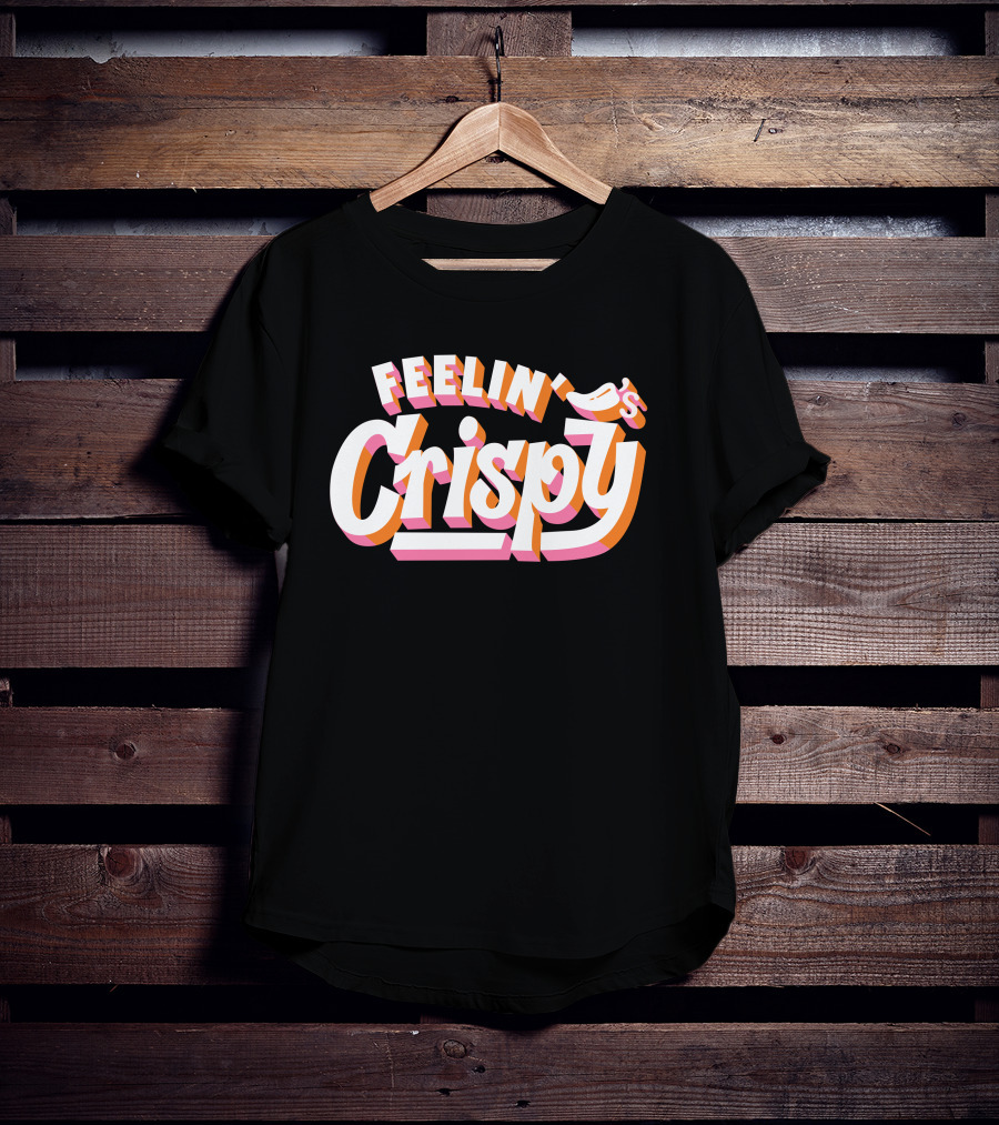 Feelin's Crispy Vibrant 3D Text Logo Beer Bar T-Shirt