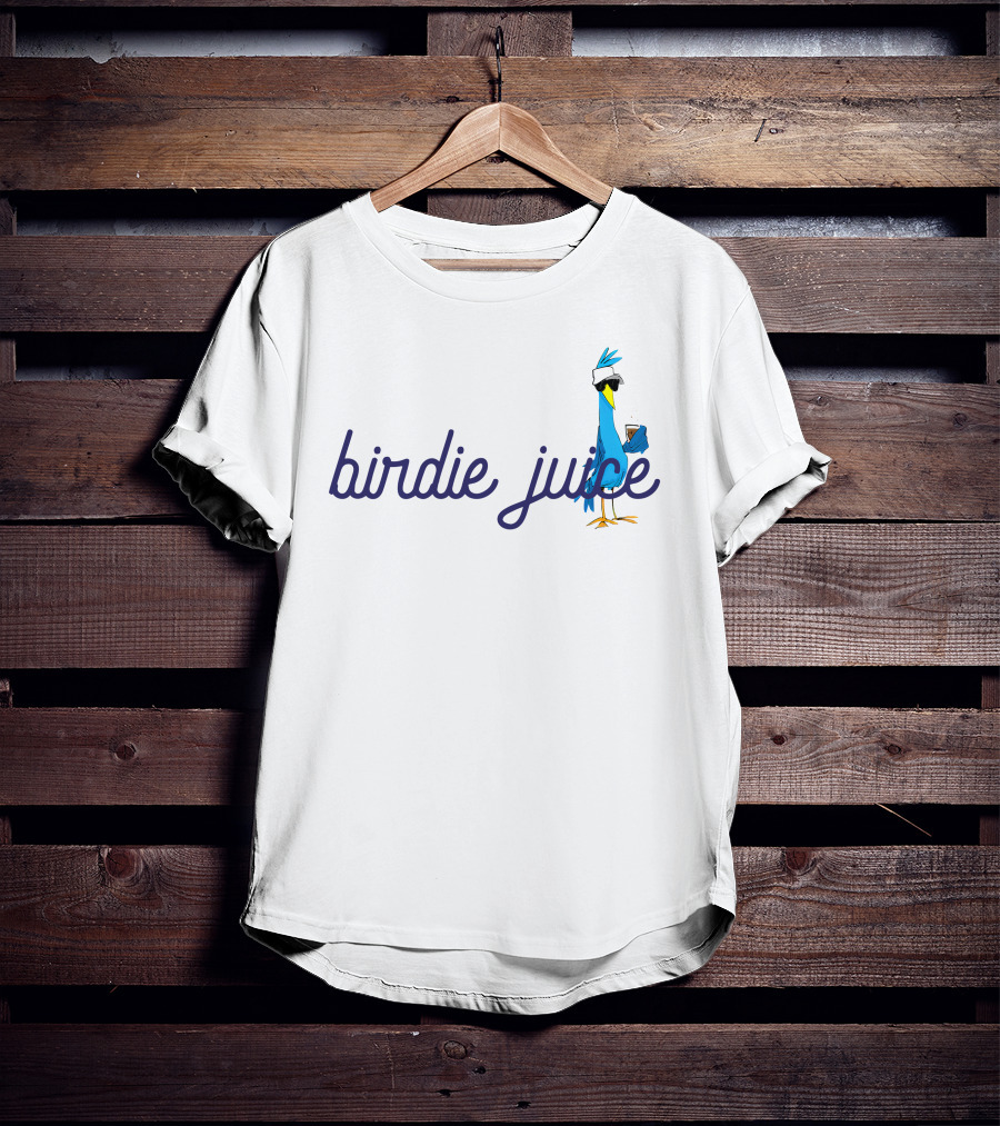 Colt Knost Birdie Juice Script Golf Bird Character T-Shirt