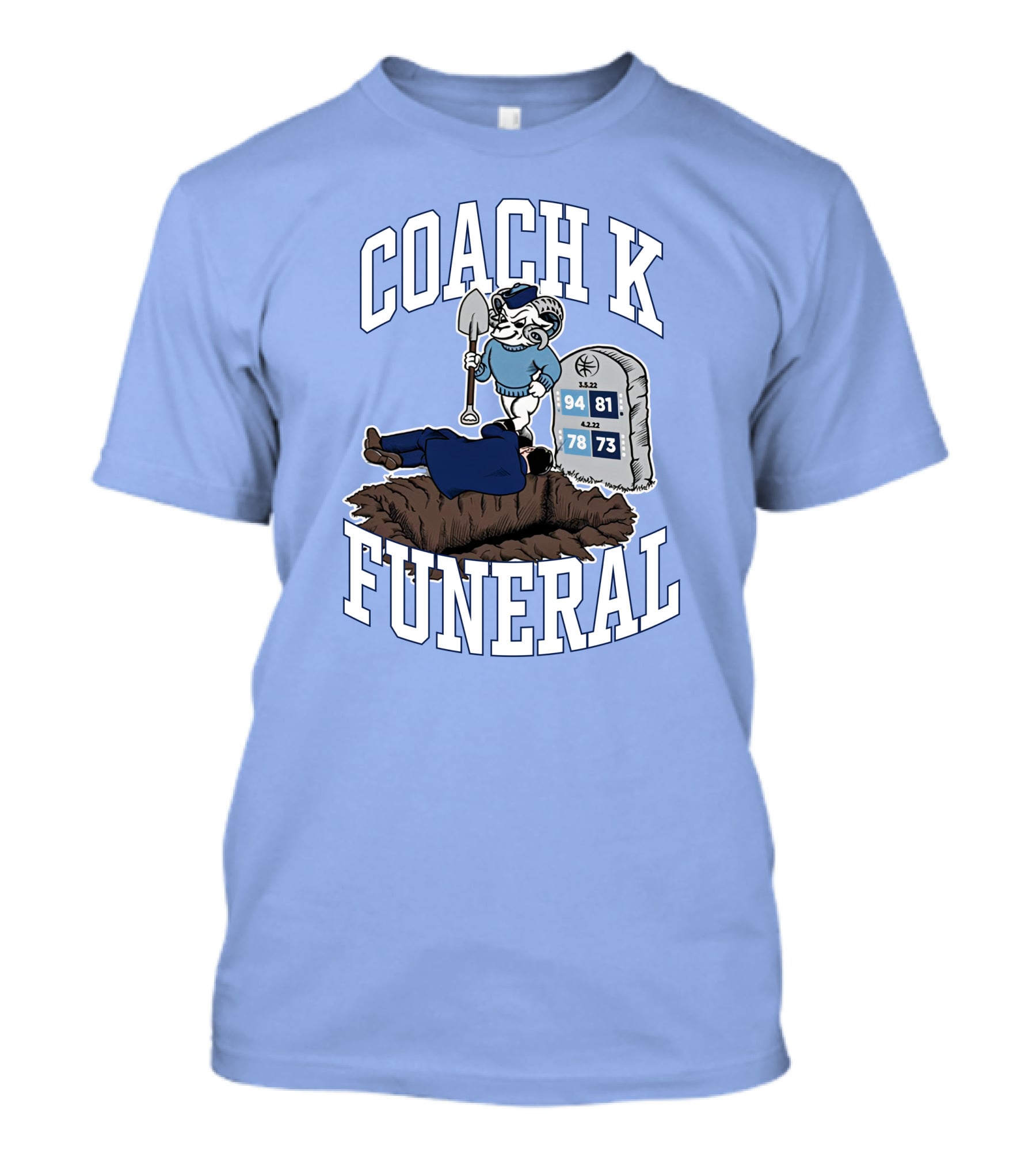 Coach K Funeral Blue Devil Gravesite Shovel Tombstone Basketball Numbers T-Shirt