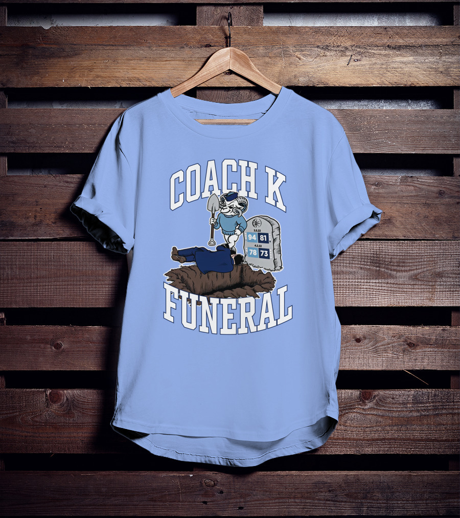 Coach K Funeral Blue Devil Gravesite Shovel Tombstone Basketball Numbers T-Shirt