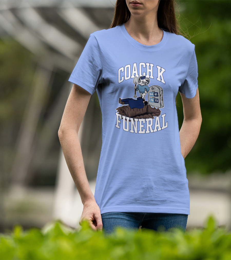 Coach K Funeral Blue Devil Gravesite Shovel Tombstone Basketball Numbers T-Shirt