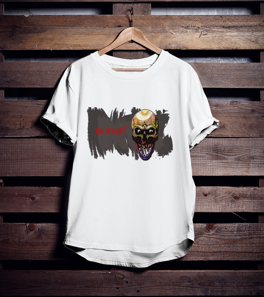 Skull Yellow Scary Horror You See Me T-Shirt