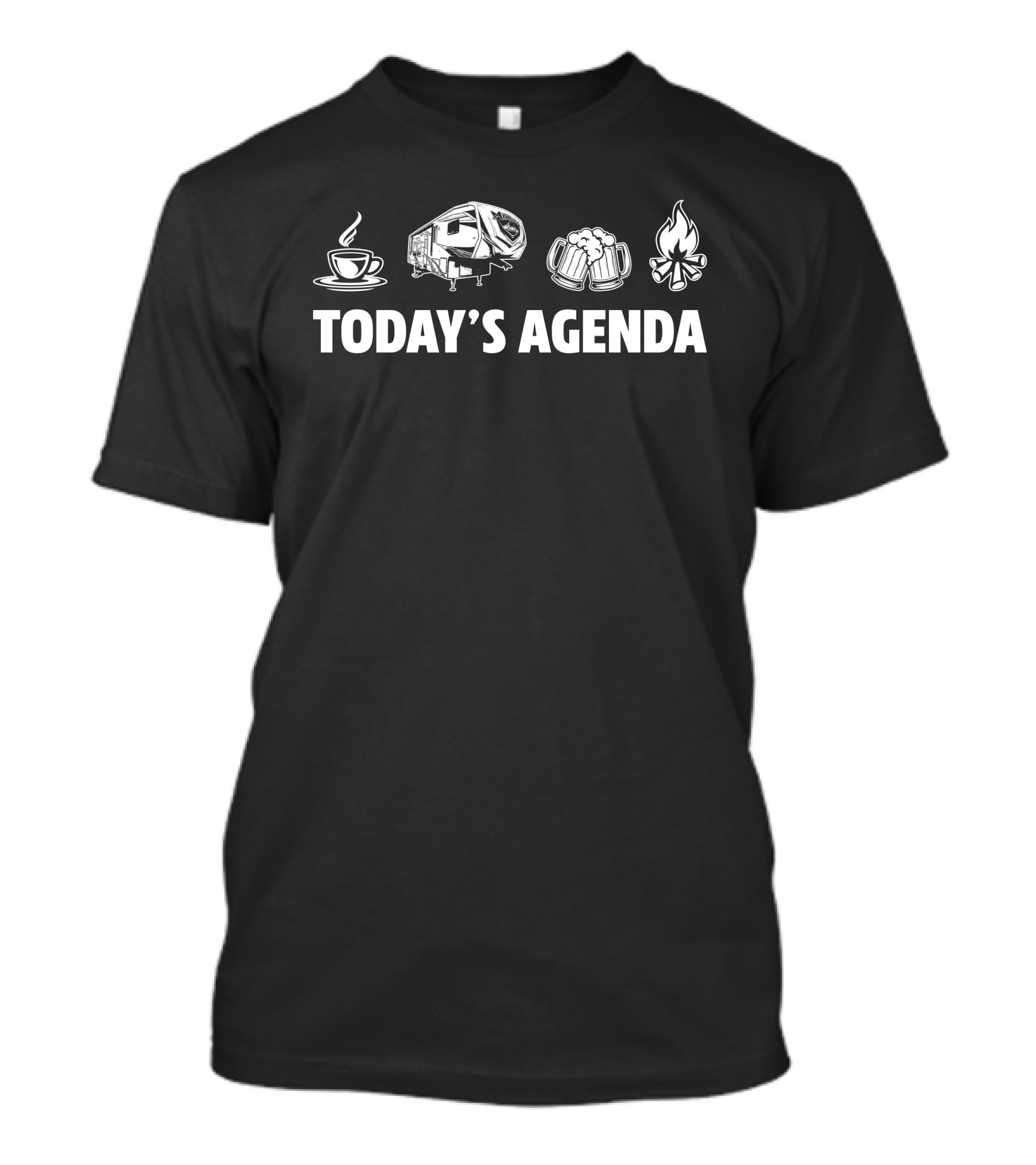 Today's Agenda Coffee Camper Beer Campfire Eclipse Attitude 3322SAG T-Shirt