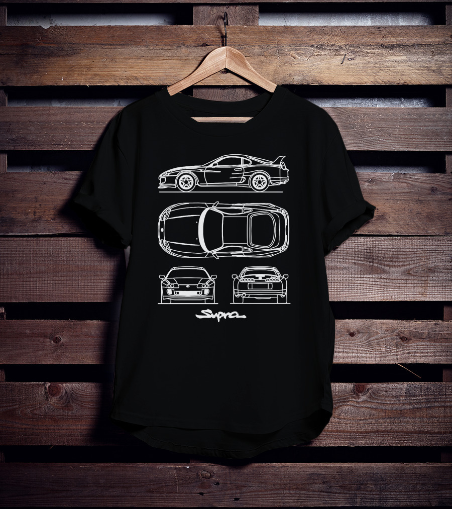 Toyota Supra Line Art Blueprint T-Shirt
