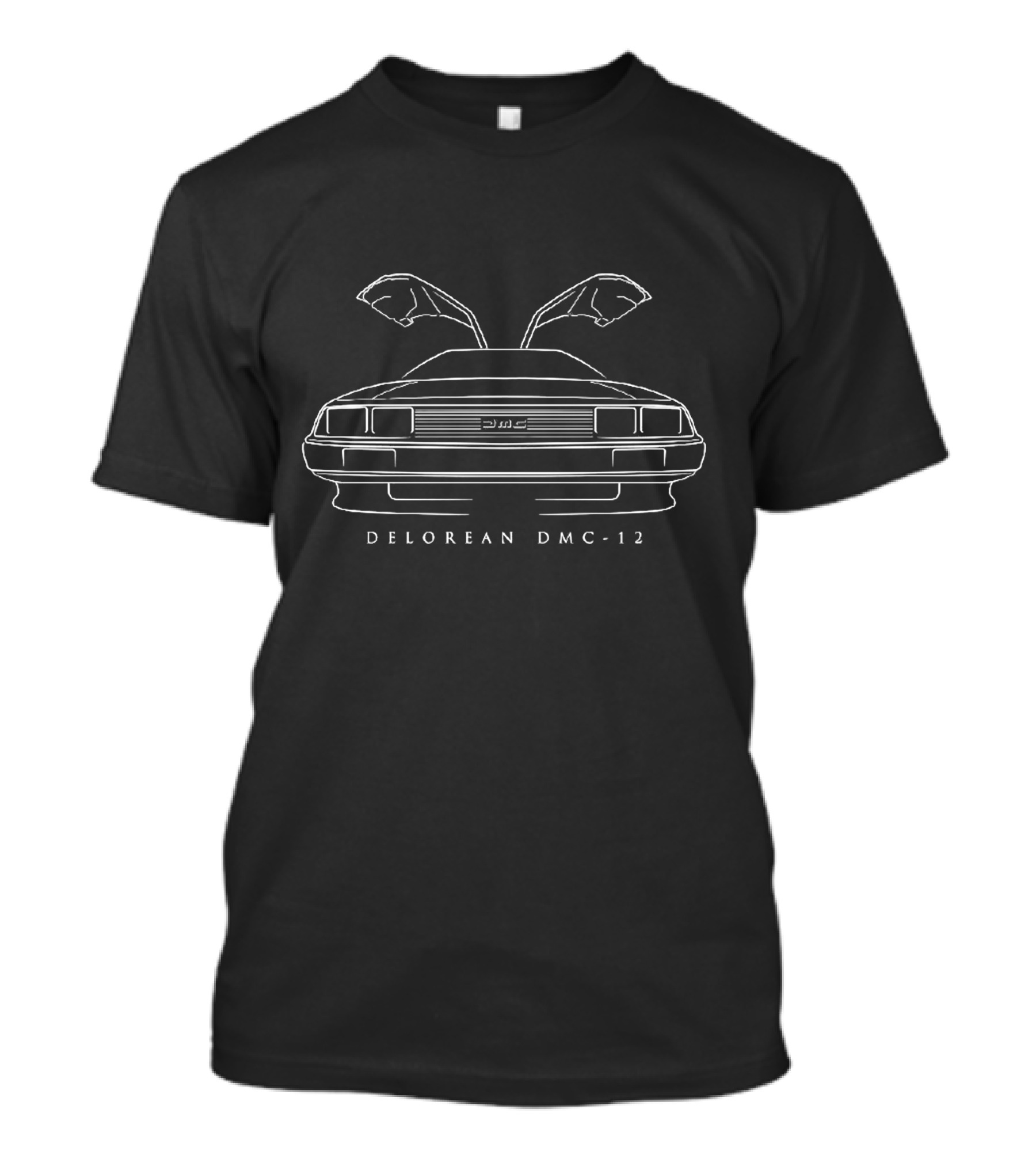 DeLorean DMC-12 Gullwing Doors Front View Outline T-Shirt