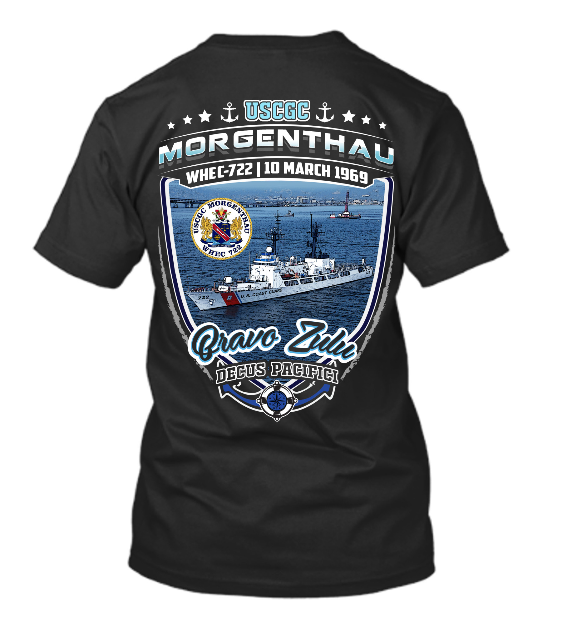 Uscgc Morgenthau Whec-722 10 March 1969 Bravo Zulu Decus Pacifici T-Shirt