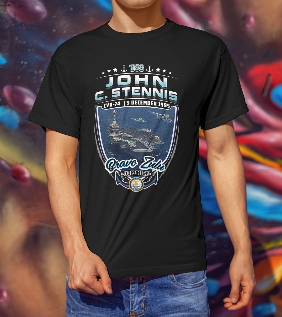 Uss John C. Stennis Cvn-74 Bravo Zulu Look Ahead 9 December 1995 T-Shirt