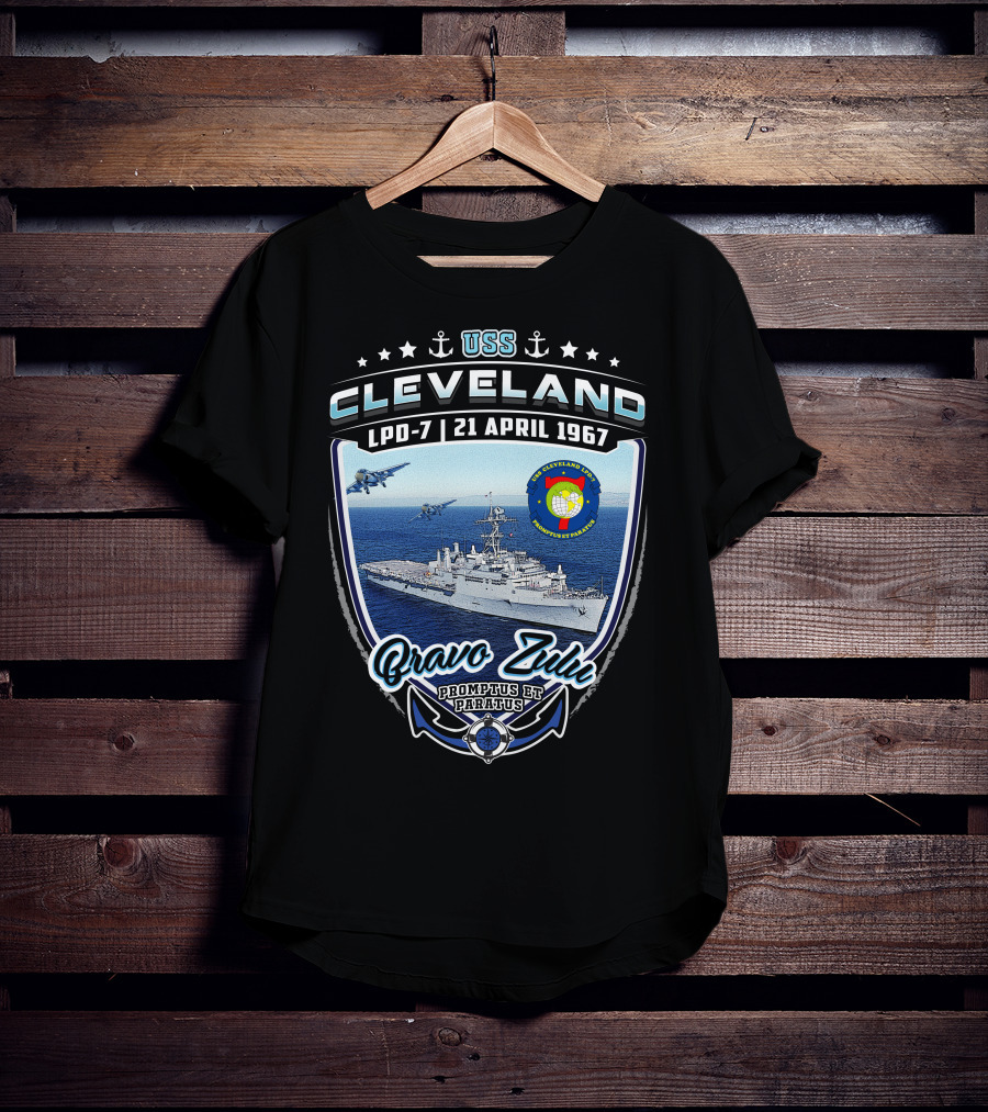 Uss Cleveland Lpd-7 Bravo Zulu 21 April 1967 Promptus Et Paratus T-Shirt