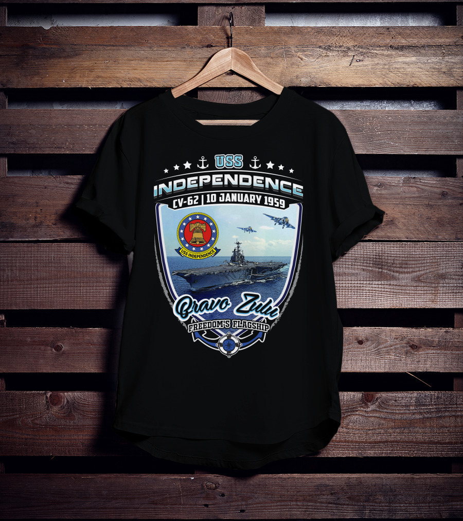 Uss Independence Cv-62 Bravo Zulu Freedom's Flagship 10 January 1959 T-Shirt