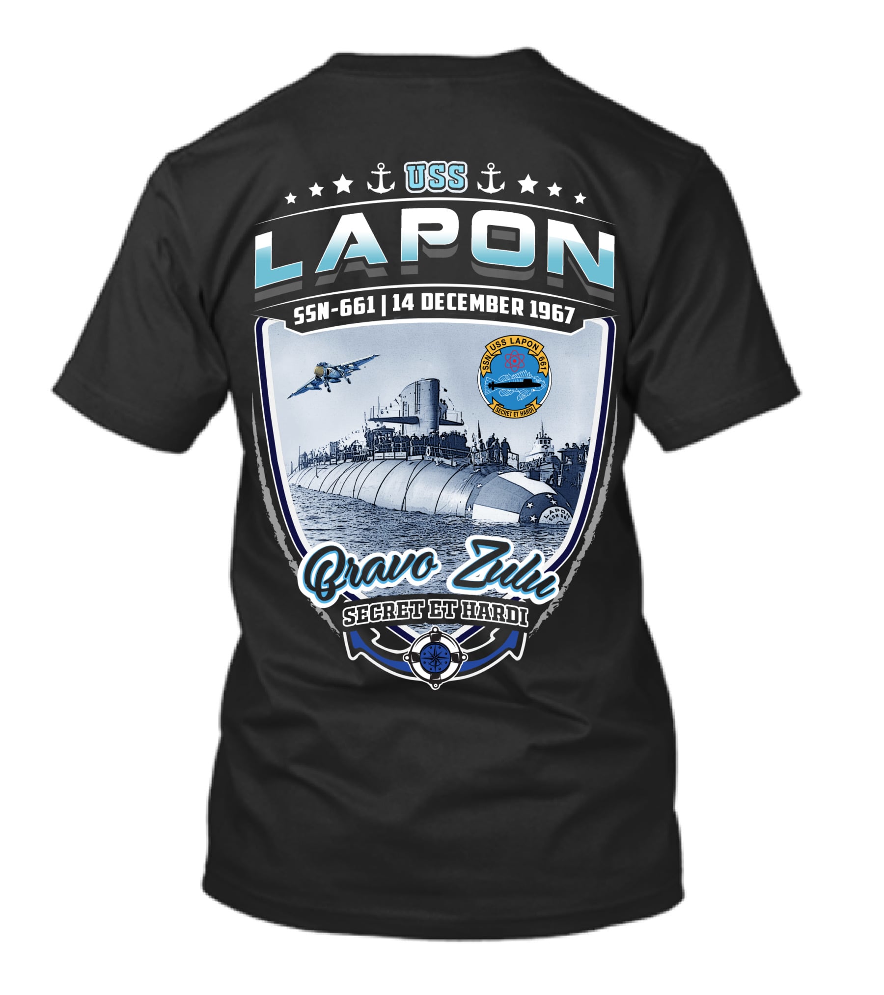 Uss Lapon Ssn-661 Bravo Zulu Secret Et Hardi 14 December 1967 T-Shirt