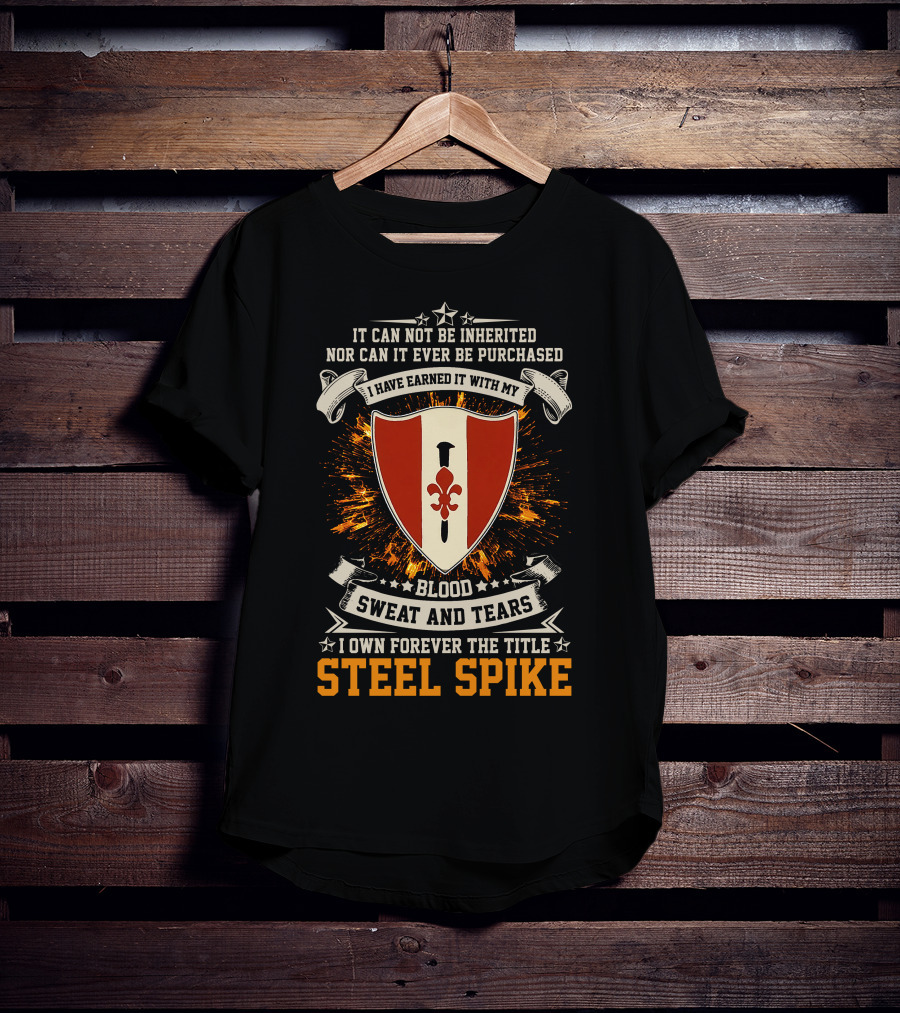 It Can Not Be Inherited Blood Sweat And Tears Steel Spike Crest 46th Engineers Battalion T-Shirt