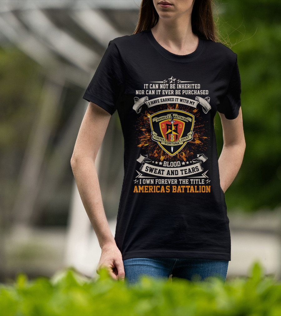 3Rd Battalion 3Rd Marines Blood Sweat And Tears America's Battalion Motto Crest T-Shirt