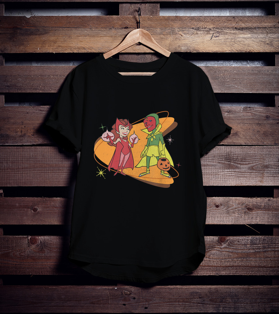 Marvel WandaVision Scarlet Witch And Vision Retro Halloween Costumes 50s T-Shirt