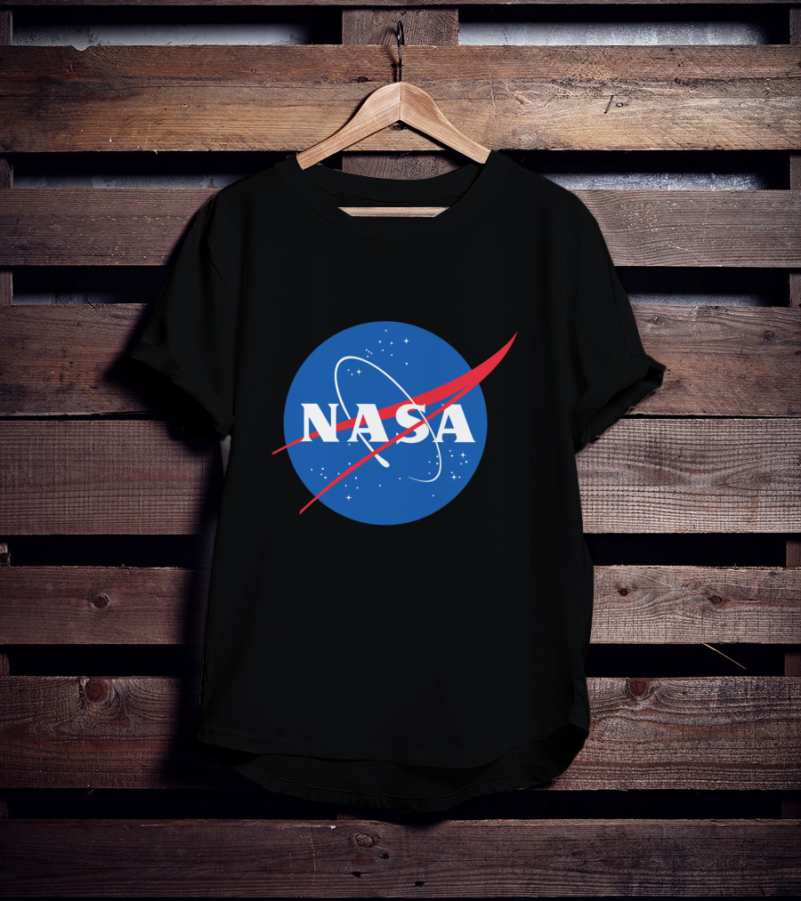 NASA Vector Emblem With Red Chevron On Blue Astronaut T-Shirt