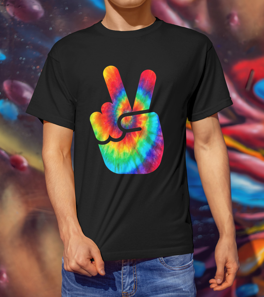 Peace Sign Rainbow Tie Dye Vibe T-Shirt