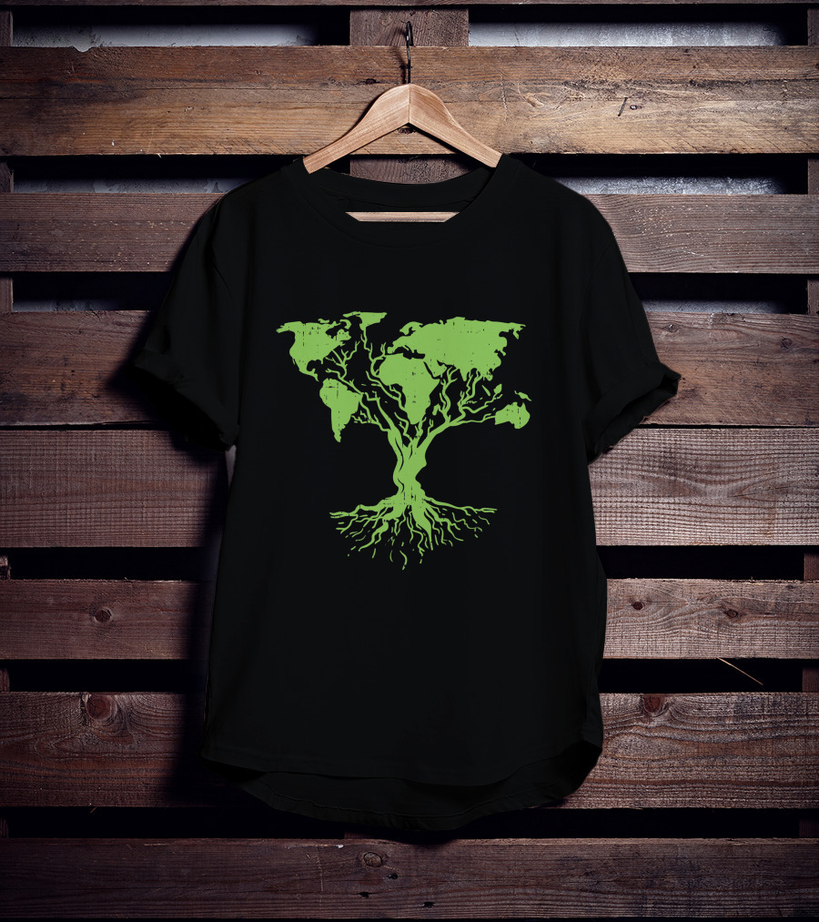 Cute World Map Tree For Earth Day Pro Environment Plant T-Shirt
