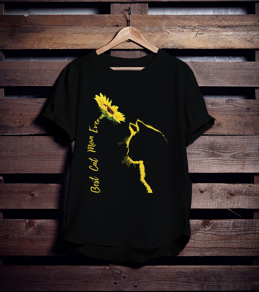 Best Cat Mom Ever Sunflower Cat Mother's Day T-Shirt