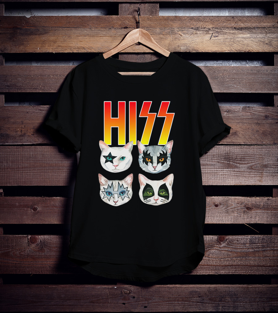 Hiss Cat Cats In Iconic Makeup For Funny Cat Lover T-Shirt