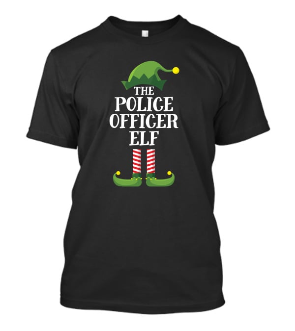 The Police Officer Elf Matching Family Christmas Party Pajamas T-Shirt