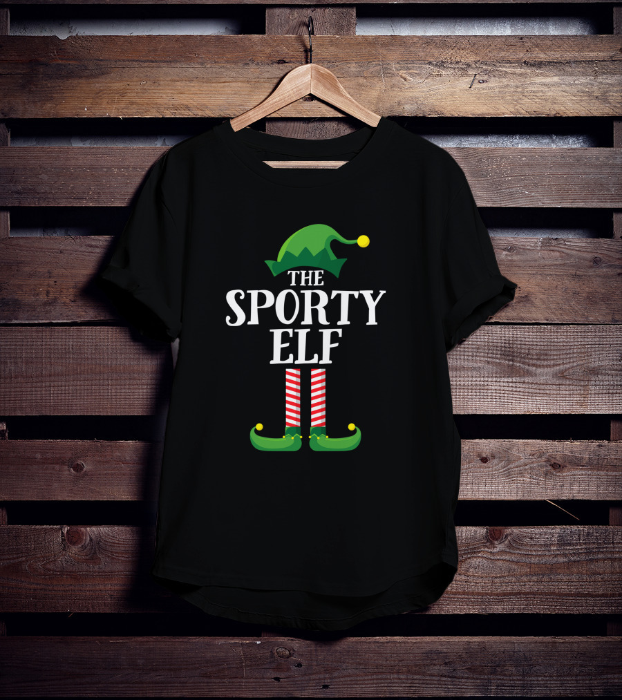 The Sporty Elf Matching Family Group Christmas Party T-Shirt