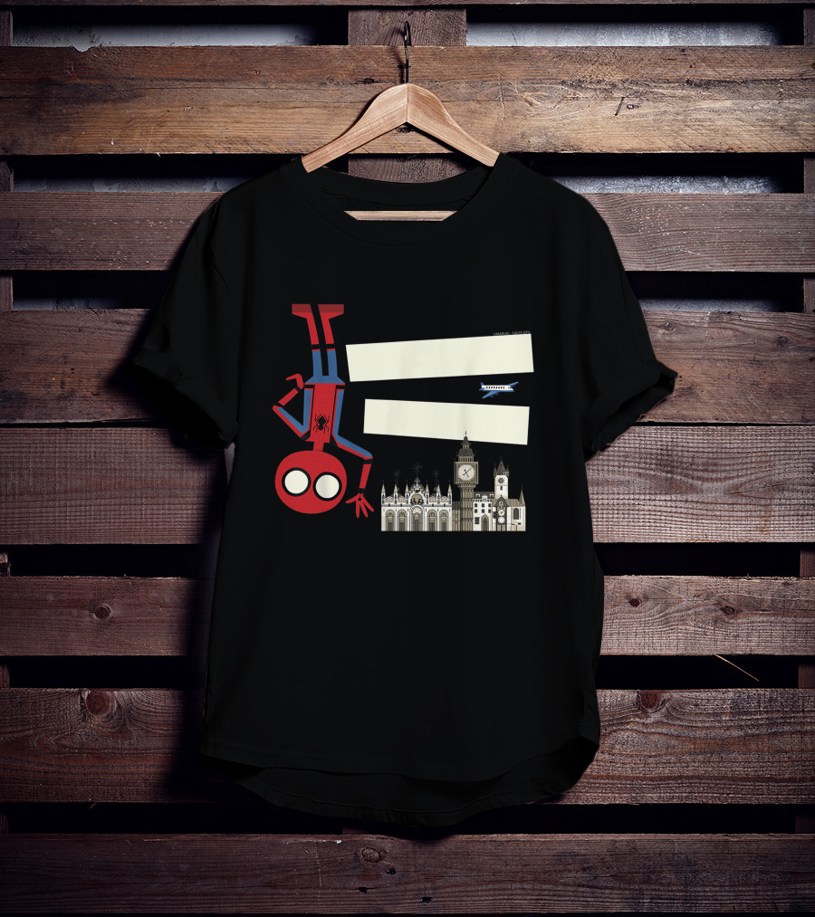 Marvel Spider-Man Far From Home Upside-Down London Big Ben Airplane T-Shirt