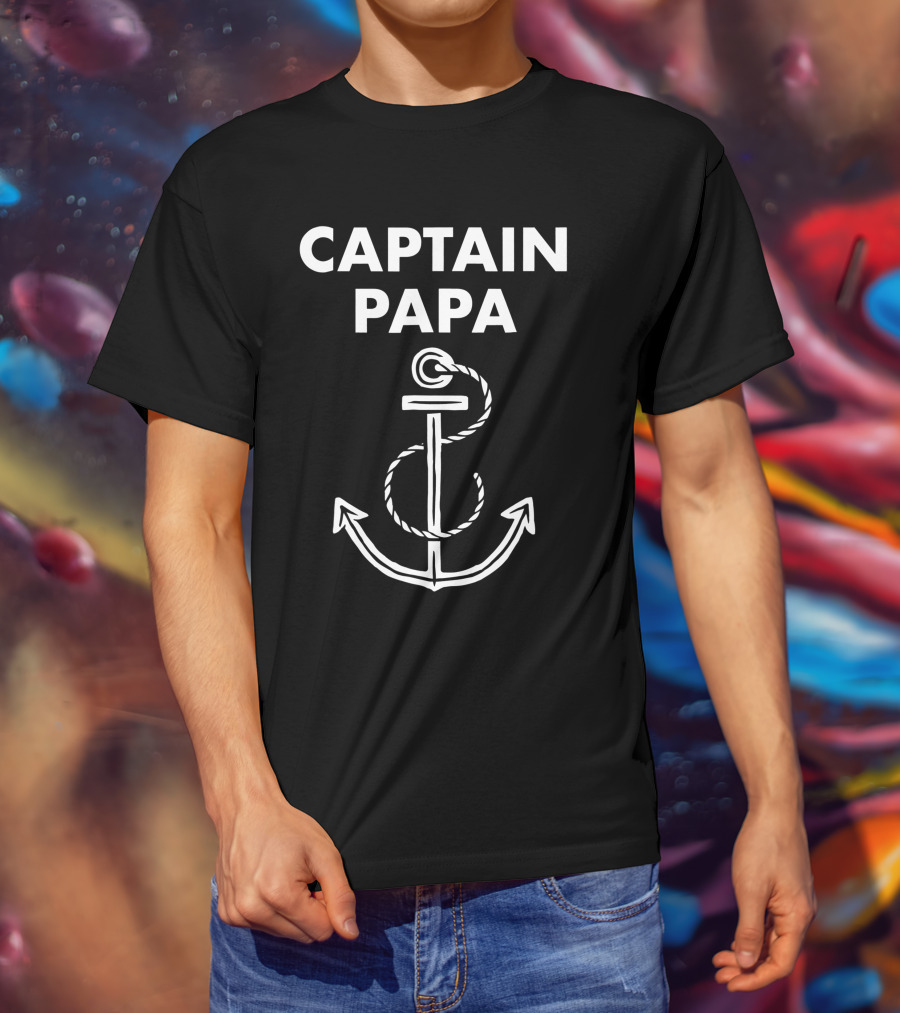 Captain Papa Boating Sailing Anchor T-Shirt